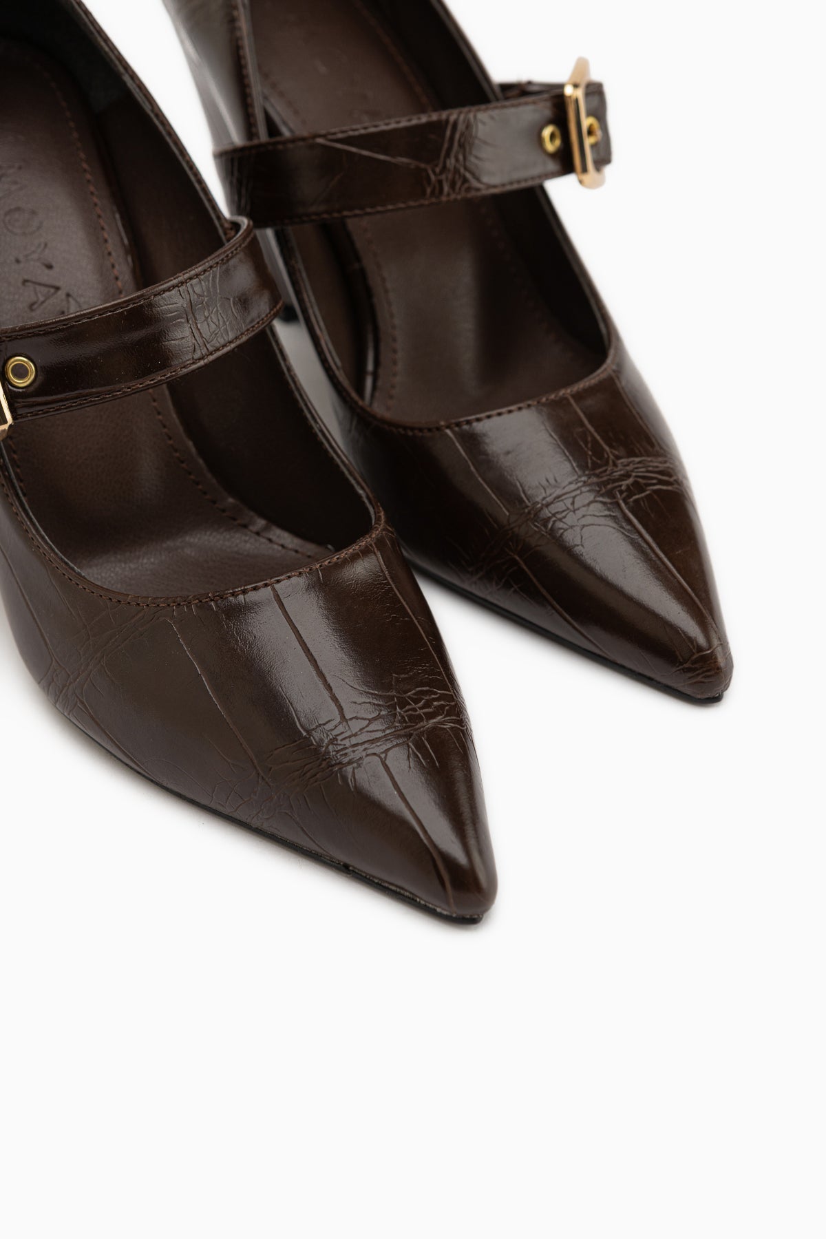 Jody Brown Buckle Detailed Pointed Toe Women’s Heeled Shoes