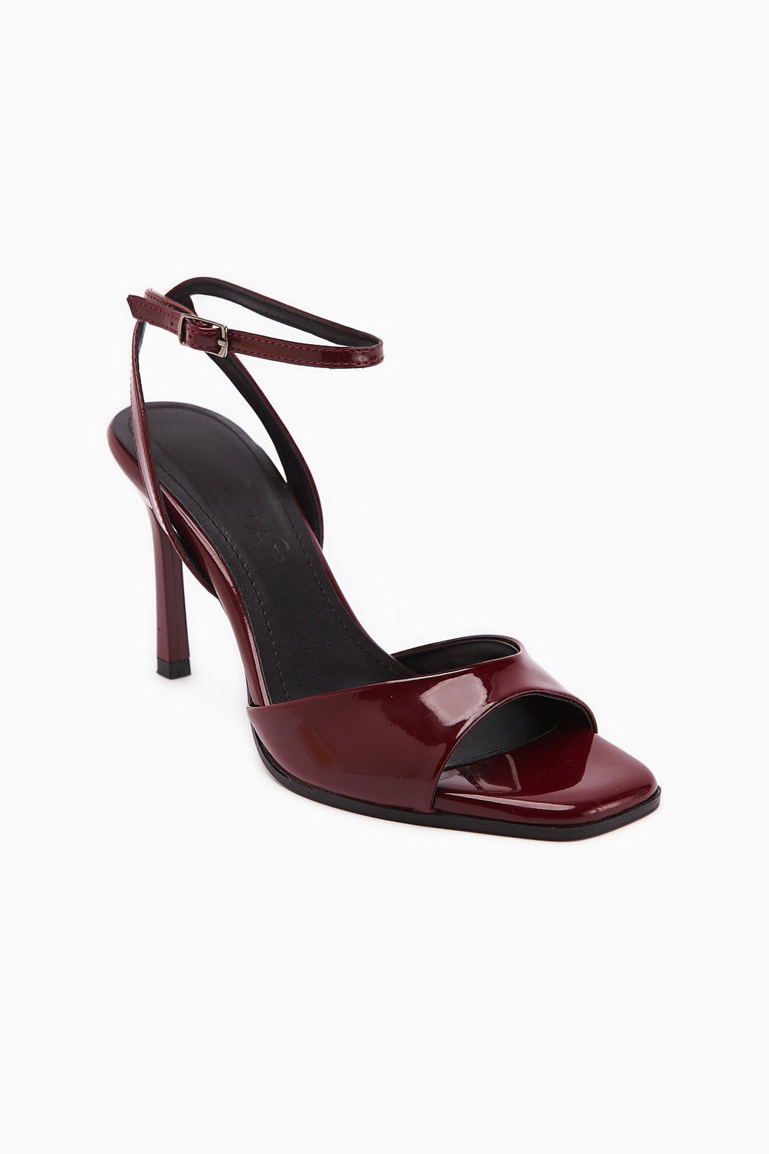 Nova Burgundy Patent Leather Ankle Strap Stiletto Heels