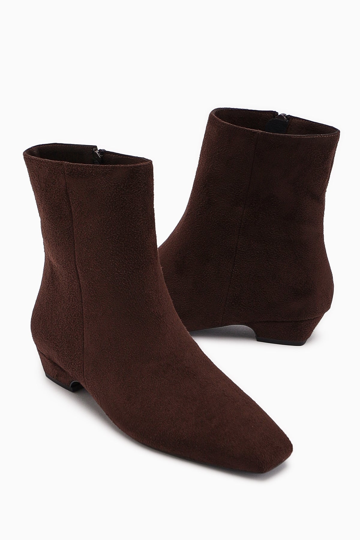 Grace Brown Suede Short Heel Square Toe Women's Boot