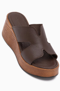 Gerdh Genuine Leather Brown Wedge Women’s Slippers