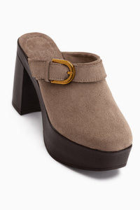 Annela Mink Suede Platform Heeled Women’s Slippers