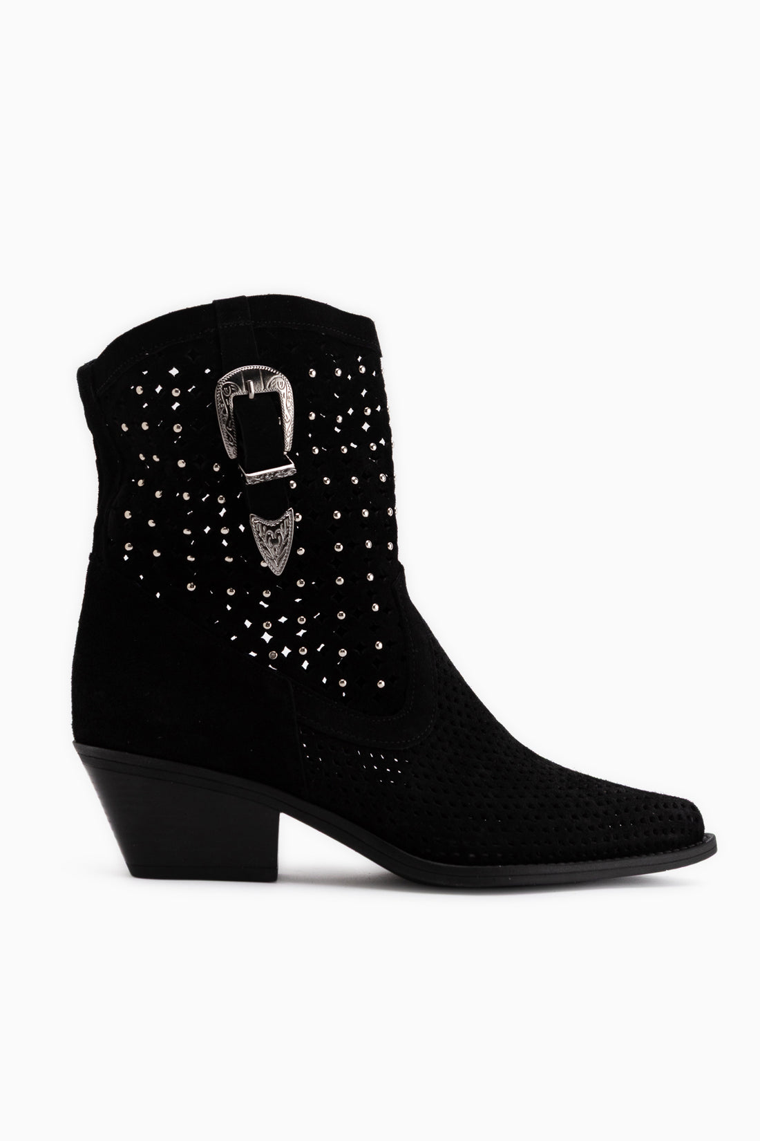 Alesia Genuine Leather Black Suede Belt Detailed Women’s Boots