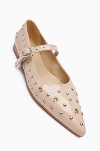 Ninna Beige Patent Pointed Toe Women's Ballet Flat