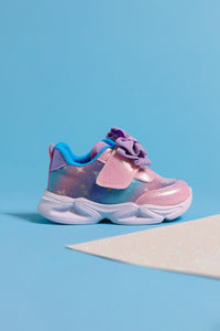 Feliz Powder Pink Bow Detailed Sparkling Baby Sports Shoes with Snaps
