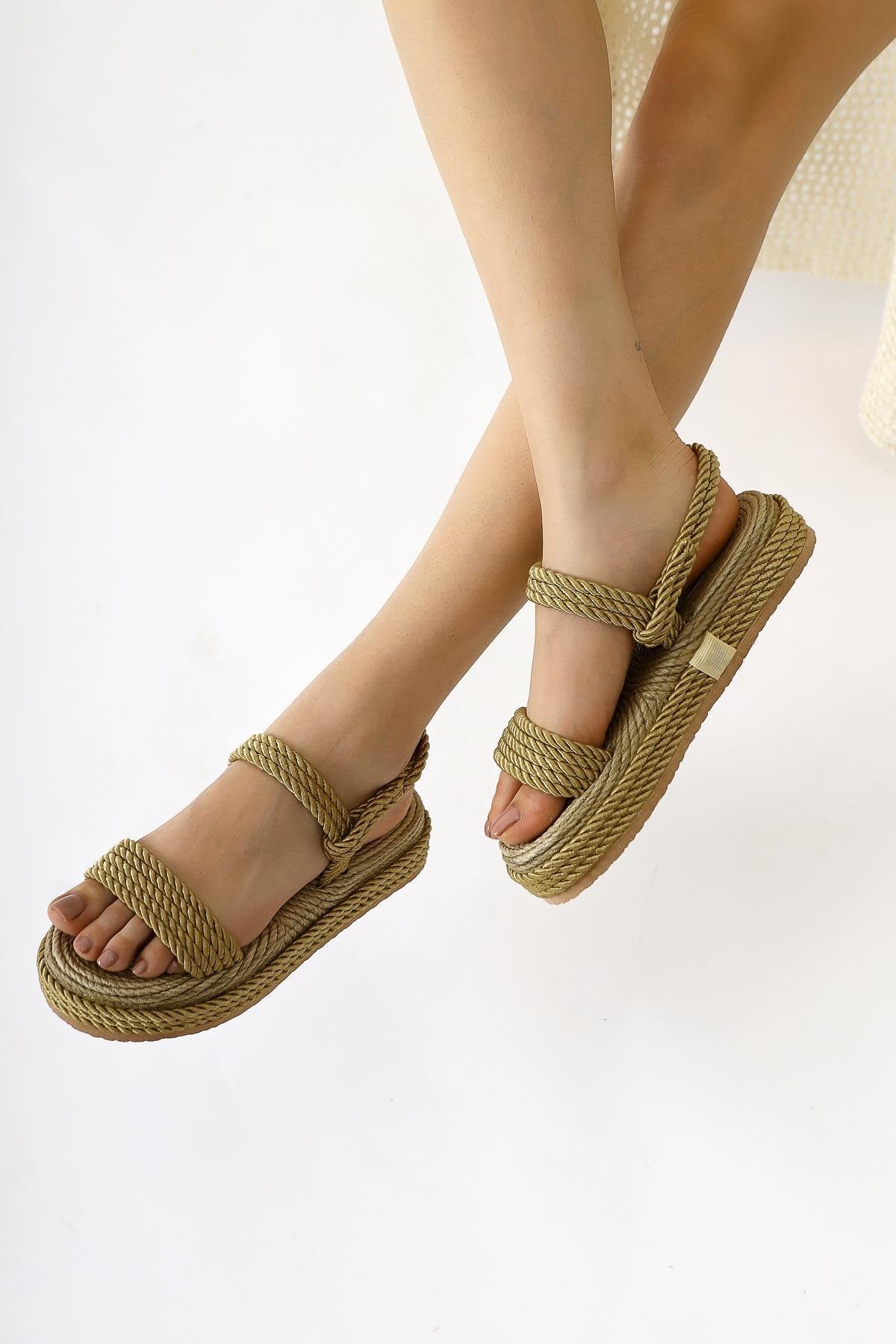 Velika Gold Thick Sole Rope Sandal