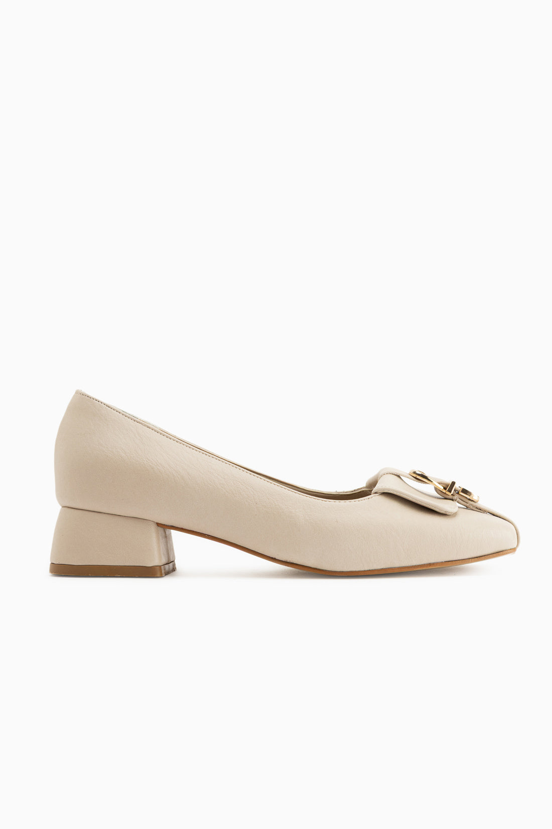 Jerry Genuine Leather Beige Short Heeled Women’s Shoes