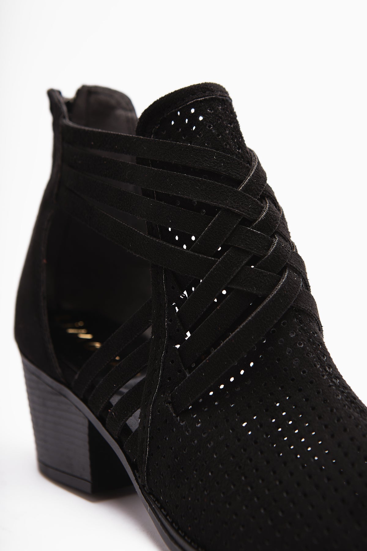 Kimia Black Suede Zippered Chunky Heel Women's Western Summer Boot