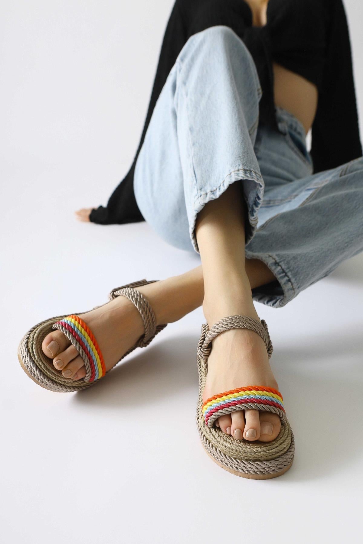 Velika Mink - Multicolor Thick-Soled Rope Sandal