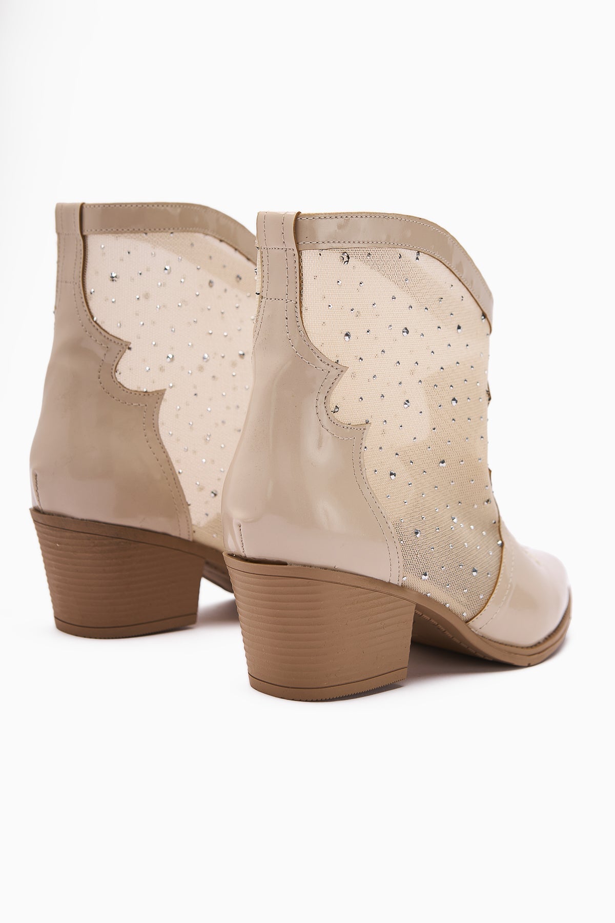 Rudi – Beige Patent Embroidered Western Stone-Embellished Summer Boot (Women)