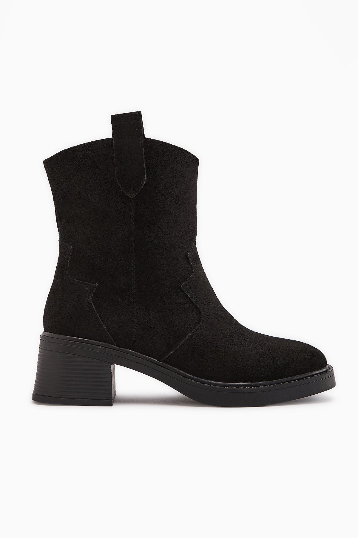 Mindra Black Suede Embroidered Women's Boot