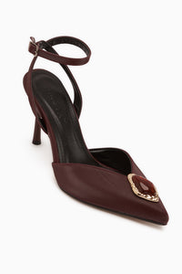 Laura Brown Buckled Ankle Strap Women’s Heeled Shoes