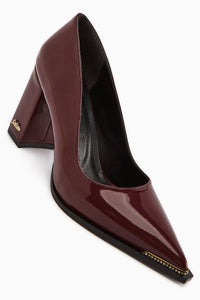 Bonny Maroon Thick Heeled Women's Shoe