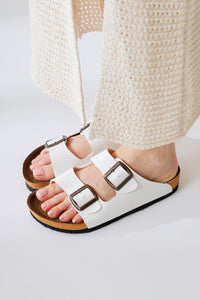 Beti White Double Strap Slide