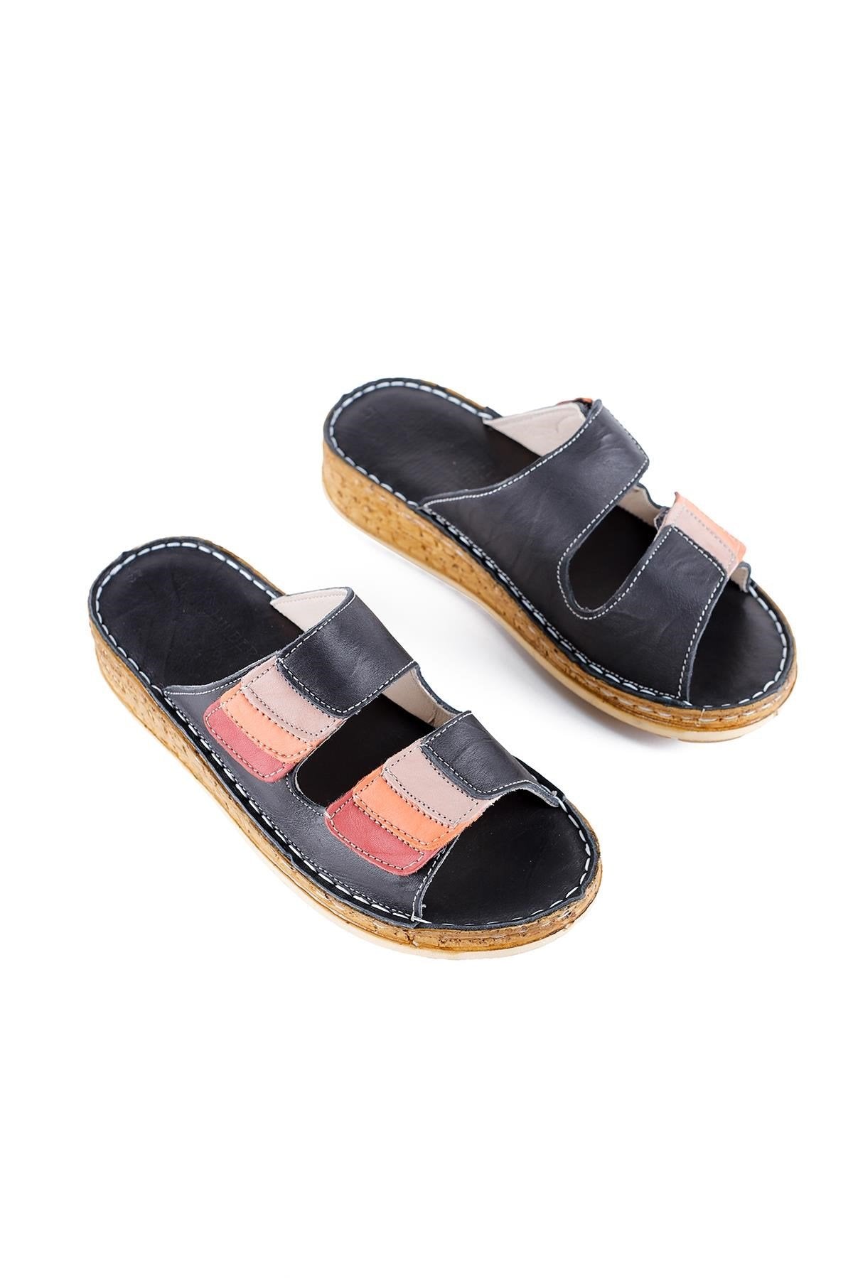 Kassid Genuine Leather Black Comfort Slippers