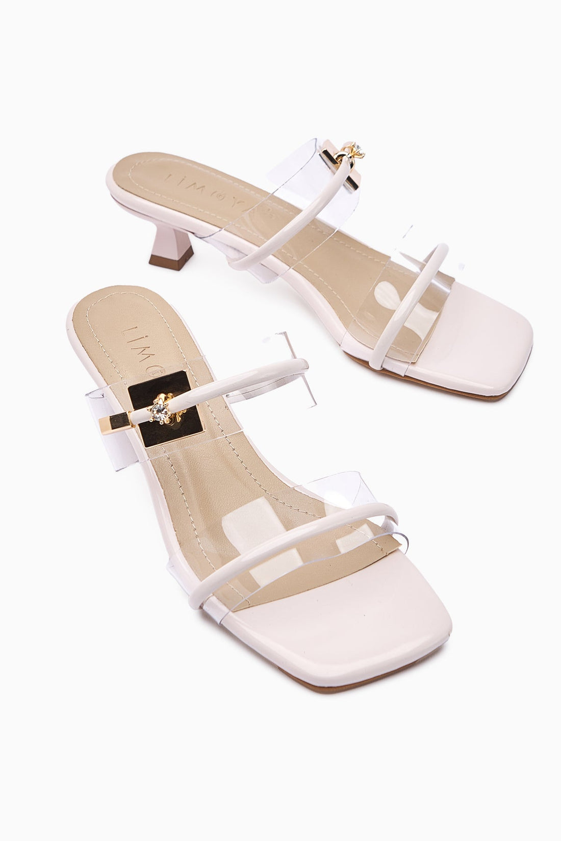 Silvi Beige Patent Buckled Low-Heeled Women's Slipper