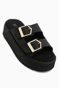 Mirta Black Double Strap Women’s Slippers