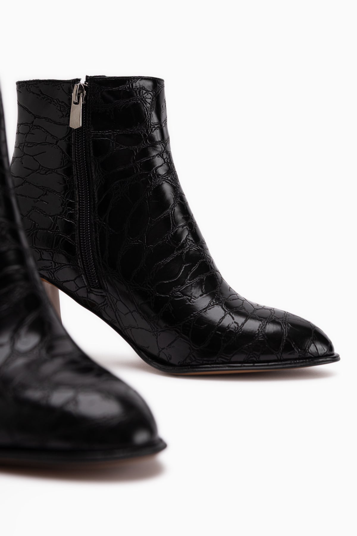 Marion Black Crocodile Patterned Women’s Boots