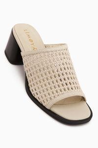 Luzia Genuine Leather Beige Handwoven Women’s Heeled Slippers