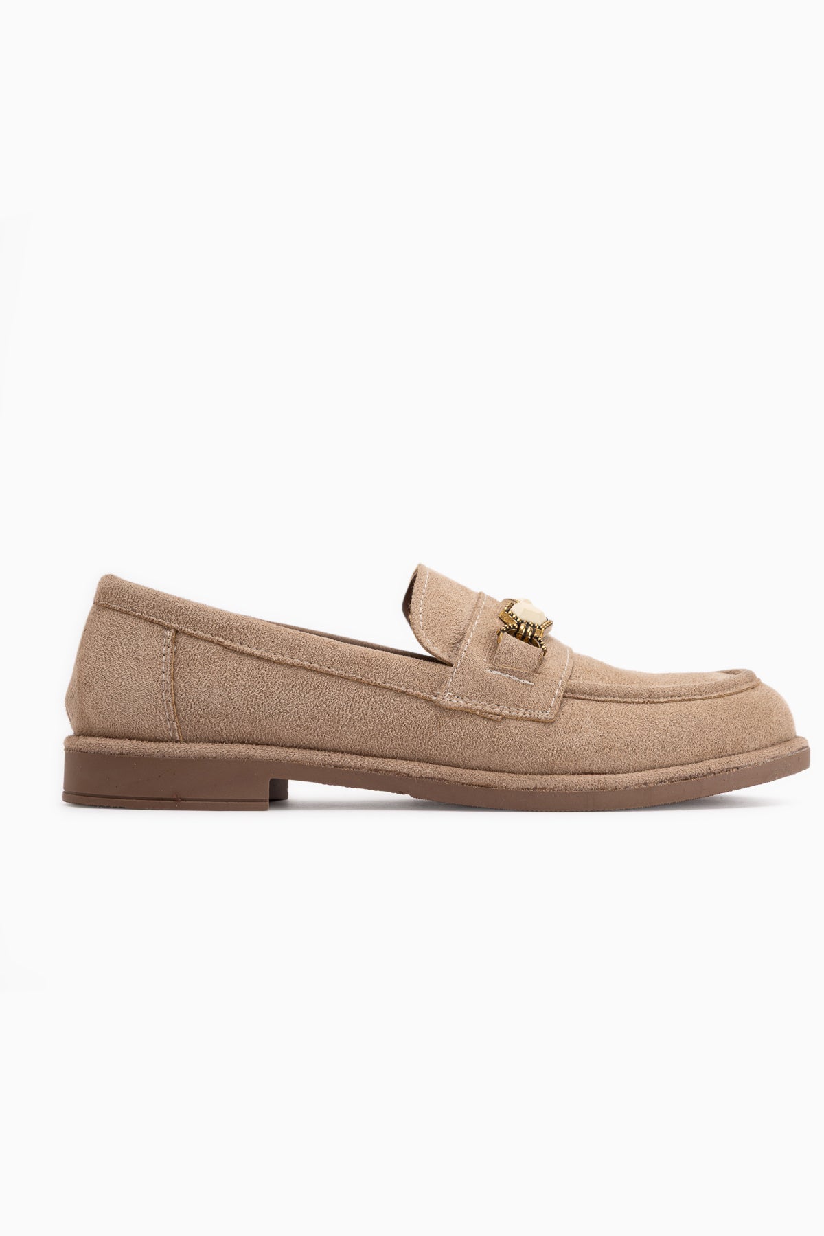 Callie Beige Suede Stone Women’s Loafer Shoes