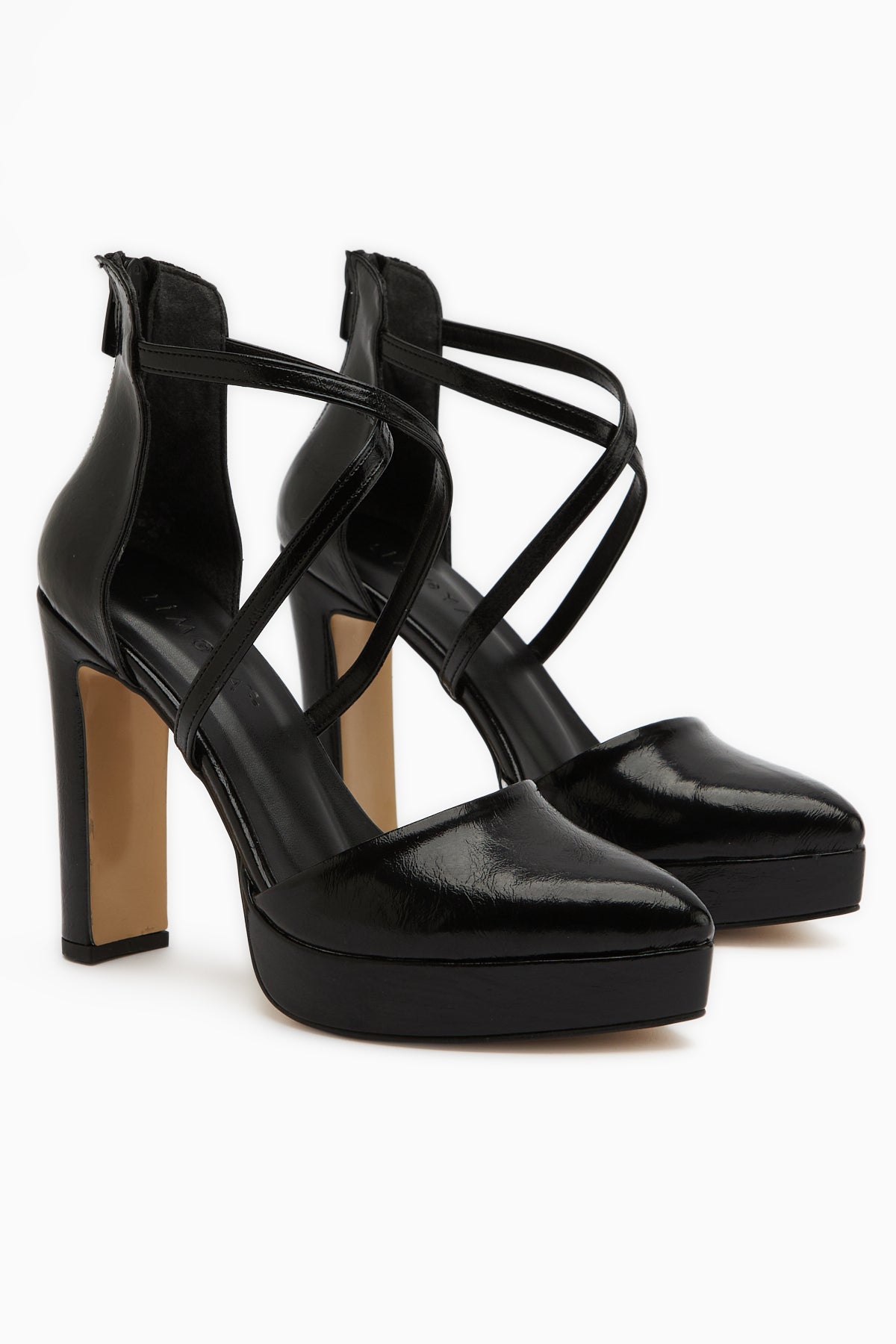 Naomi Black Belted Platform Heeled Women’s Shoes