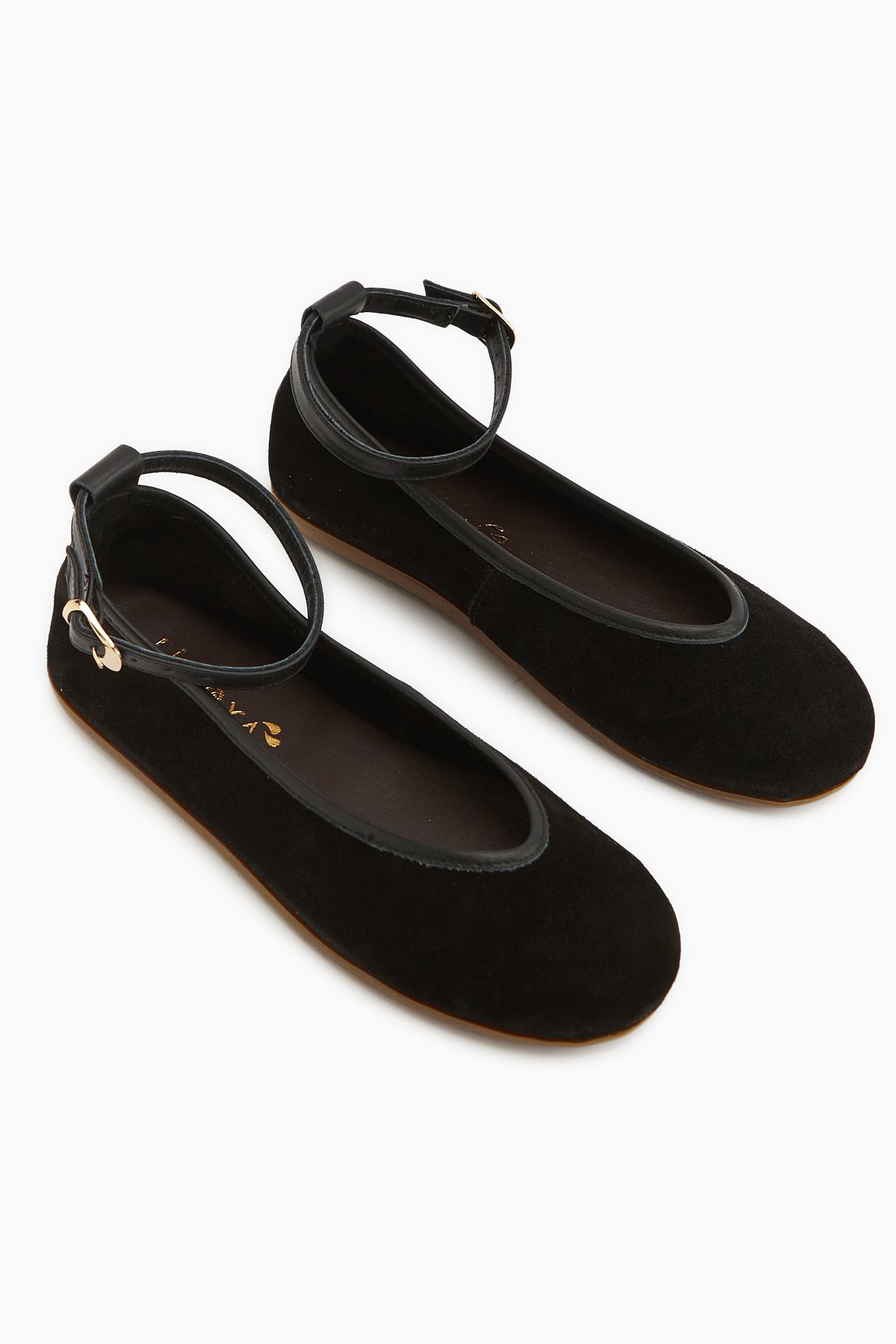 Jenin Genuine Leather Black Suede Belted Women’s Ballet Flats