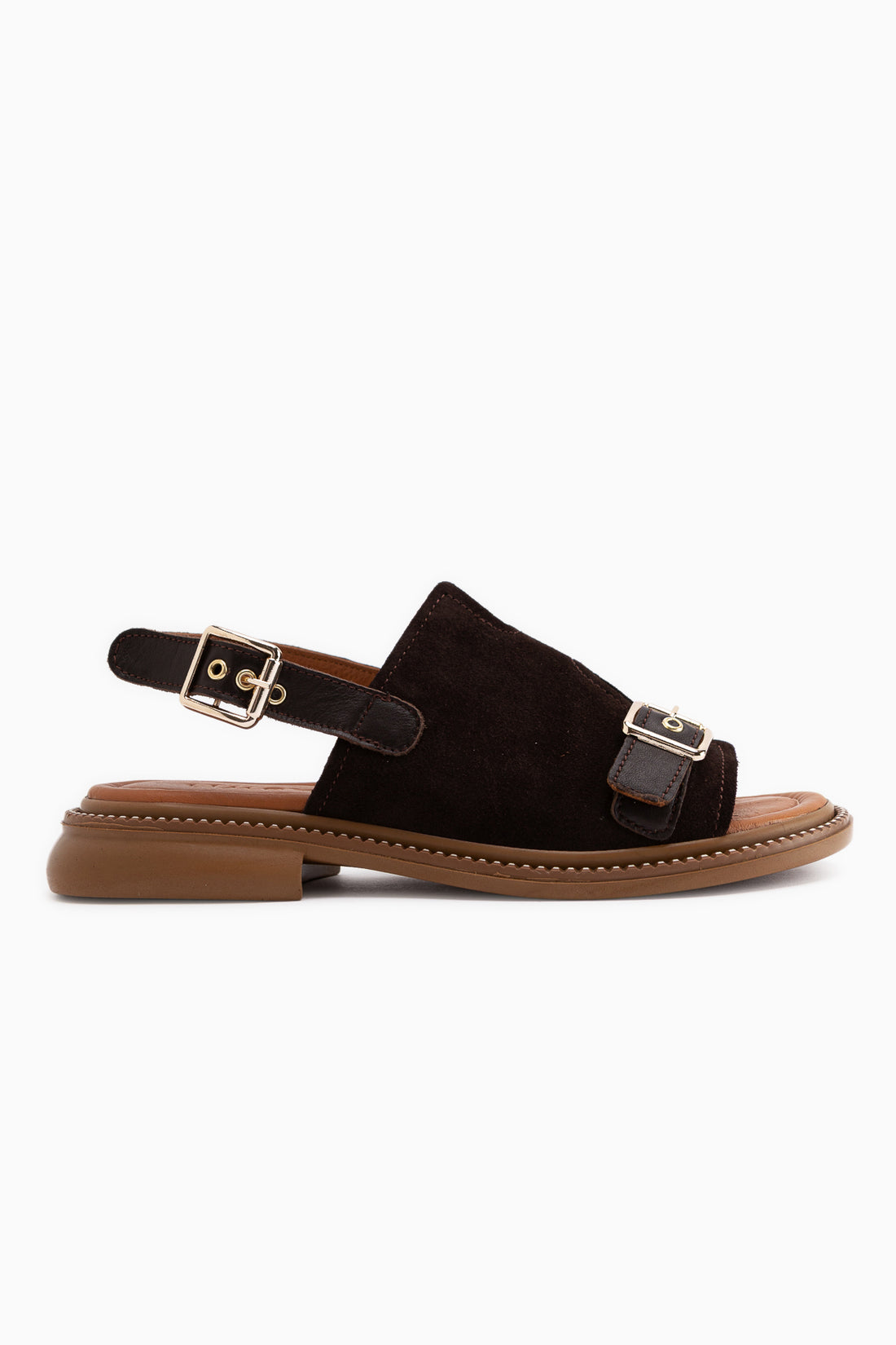 Cilia Genuine Leather Brown Suede Buckle Detailed Women’s Sandal