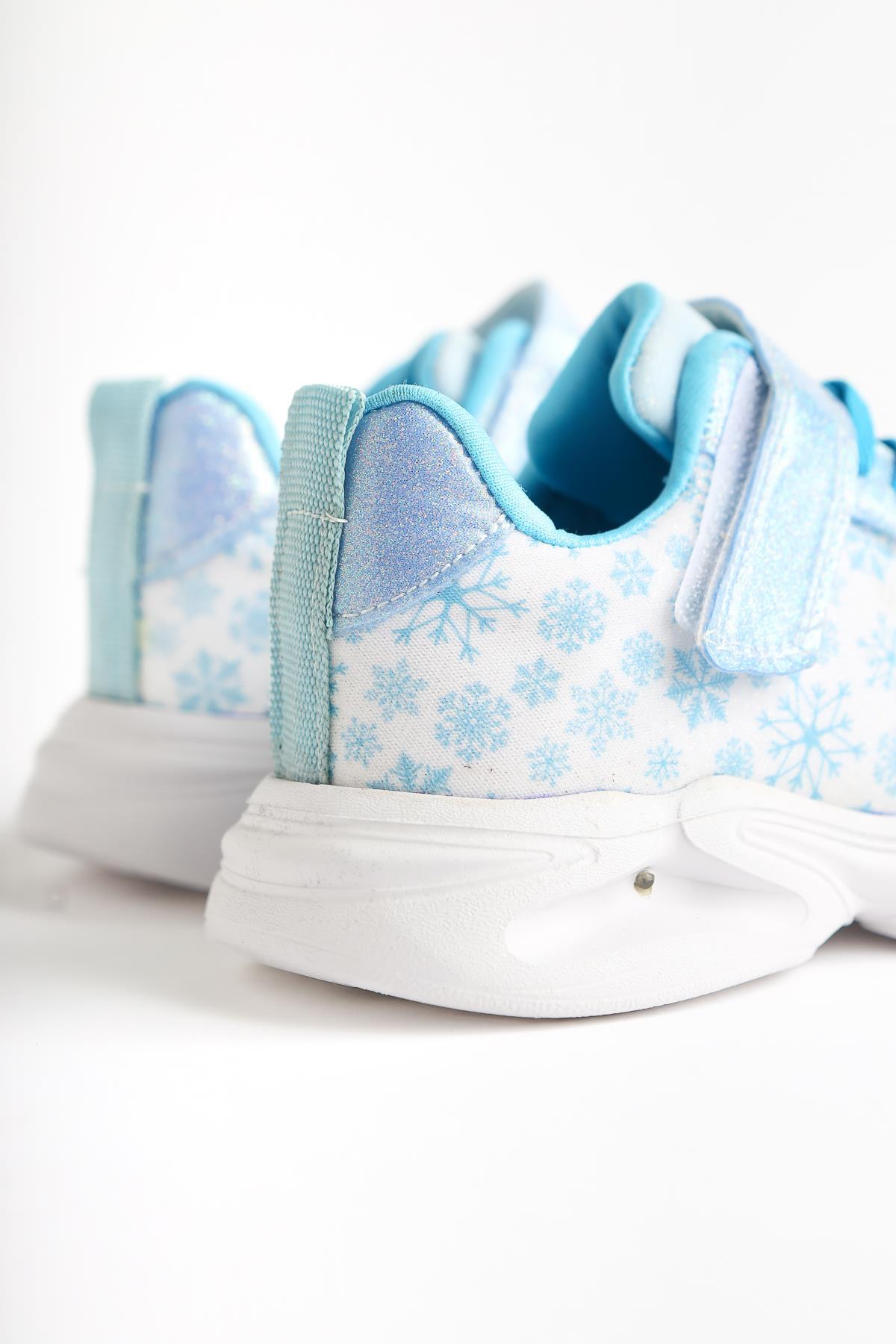 Janne Blue Snow Themed Light-Up Kids' Athletic Shoe