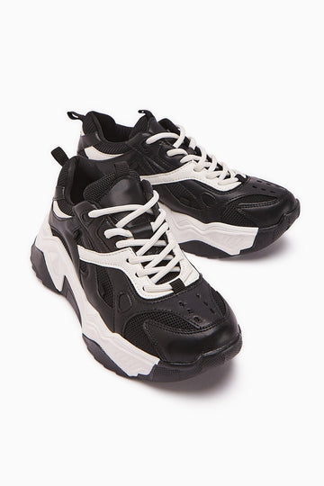 Daysi – Black Beige Thick-Sole Sneaker (Women)