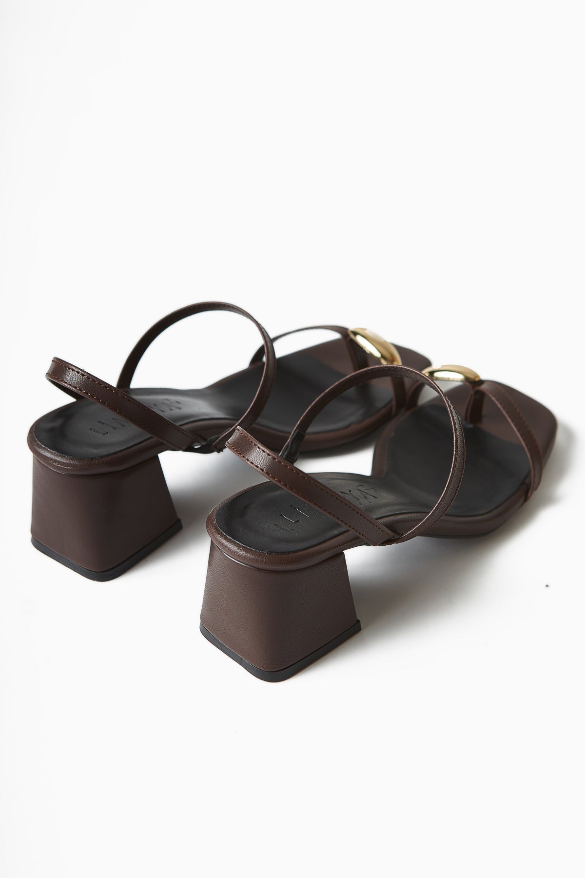 Selenya Coffee Thong Sandals with Buckle Detail for Women