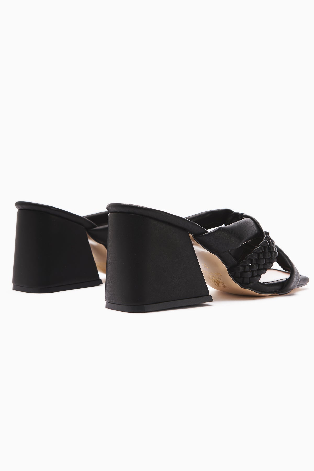 Sasha Black Heeled Slipper with Knit Details