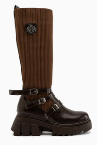 Jaylee Brown Buckled Thick Sole Women’s Boots