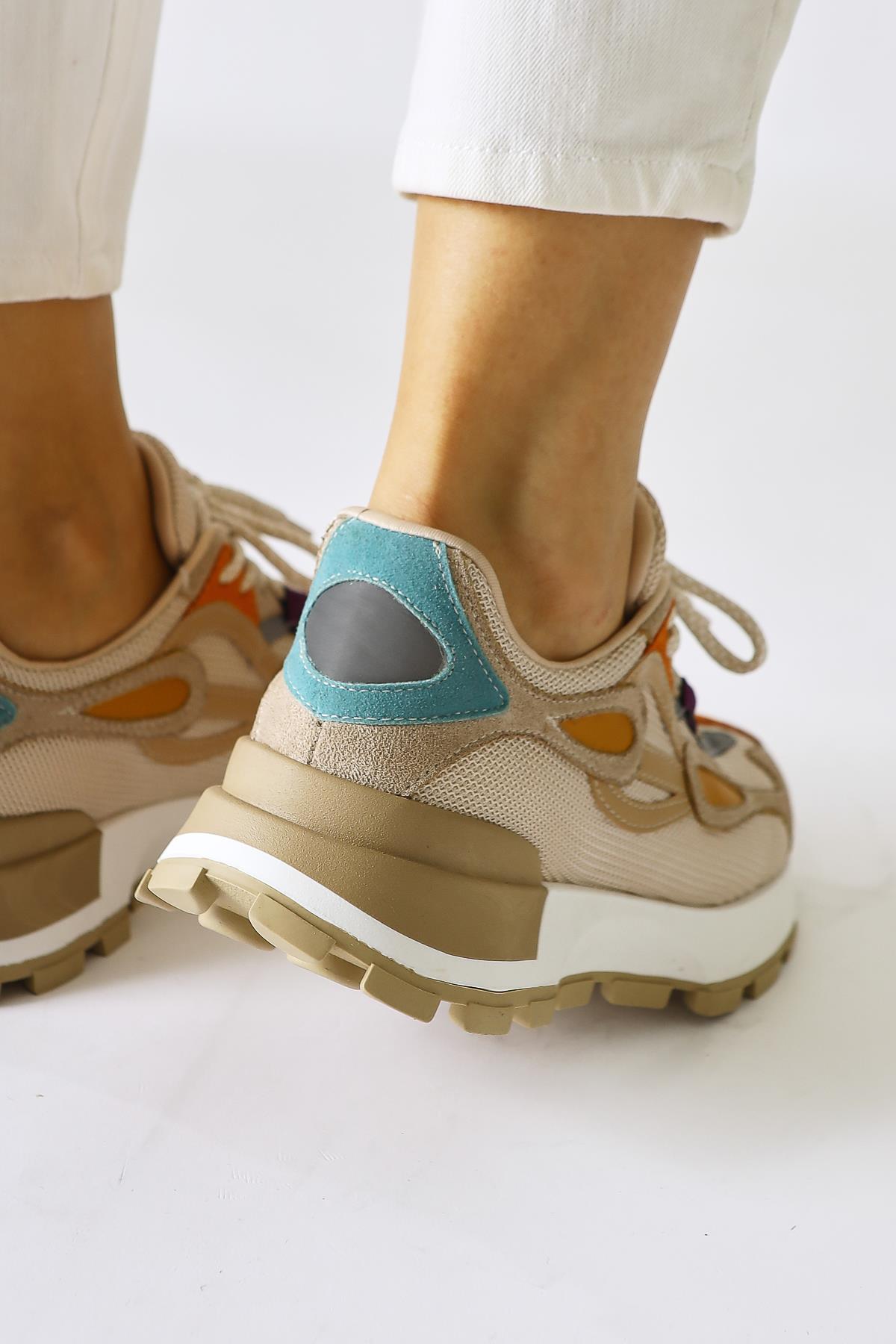 Bisera Nude Knit-Suede Athletic Shoes