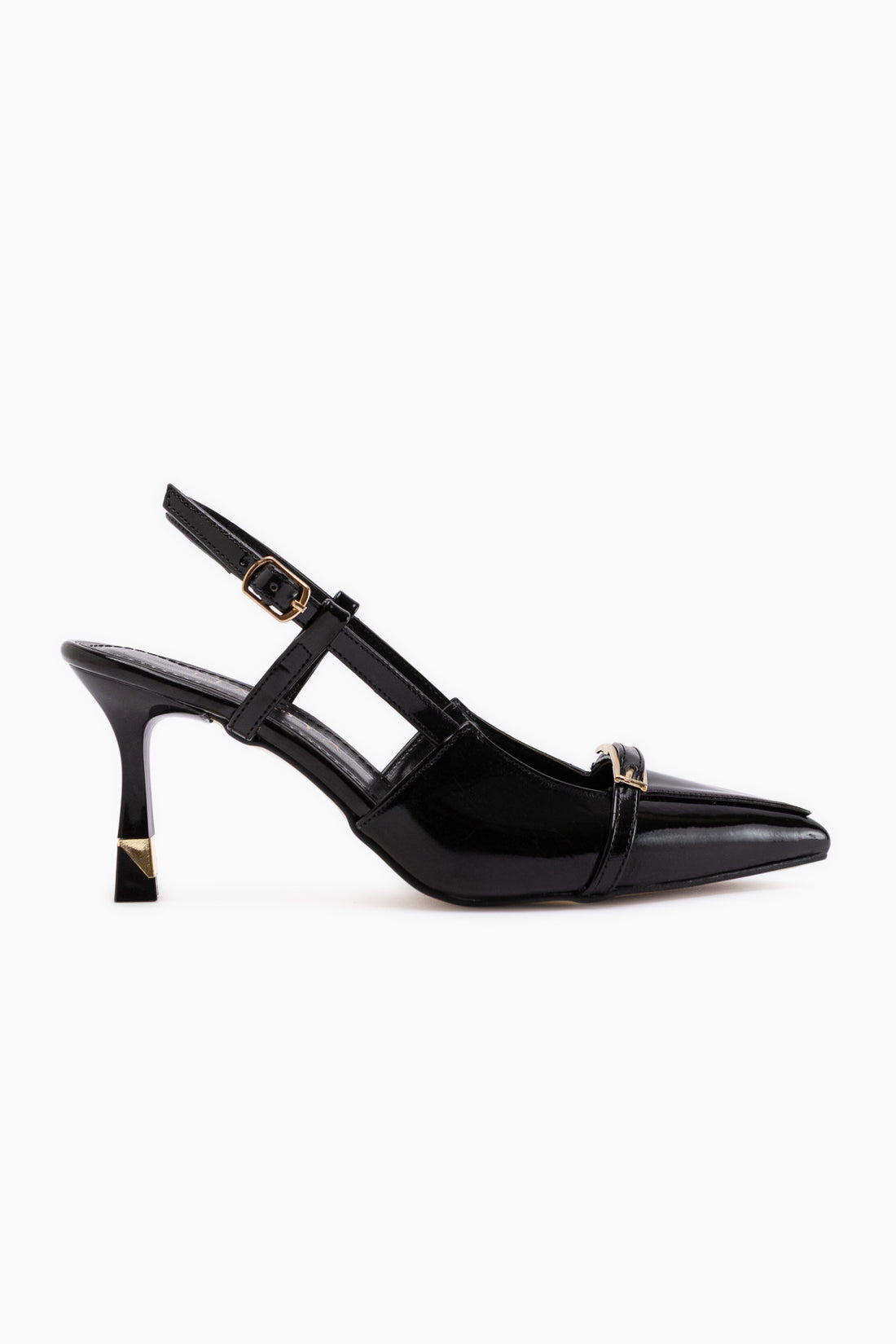 Renita Black Buckled Women’s Heeled Shoes