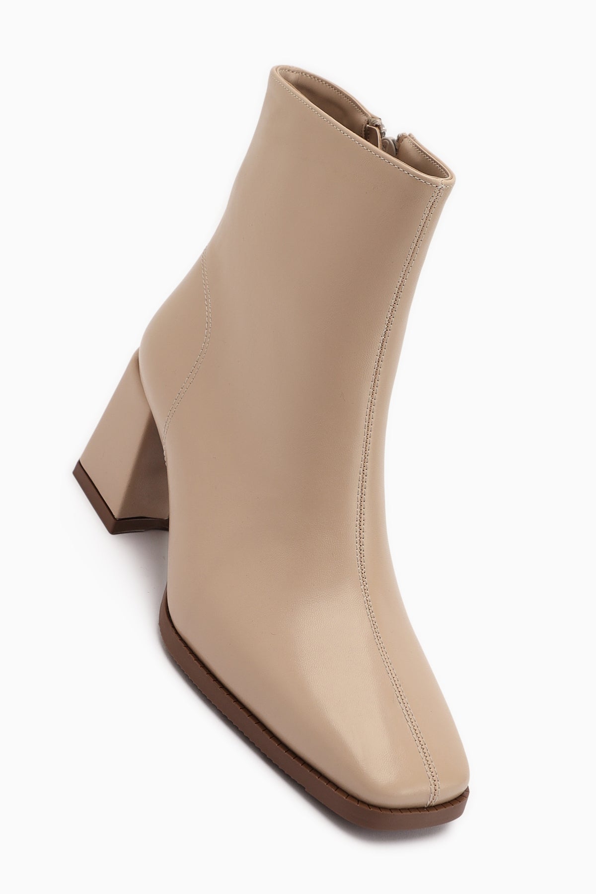 Margot Beige Square-Toe High-Heeled Women's Boot