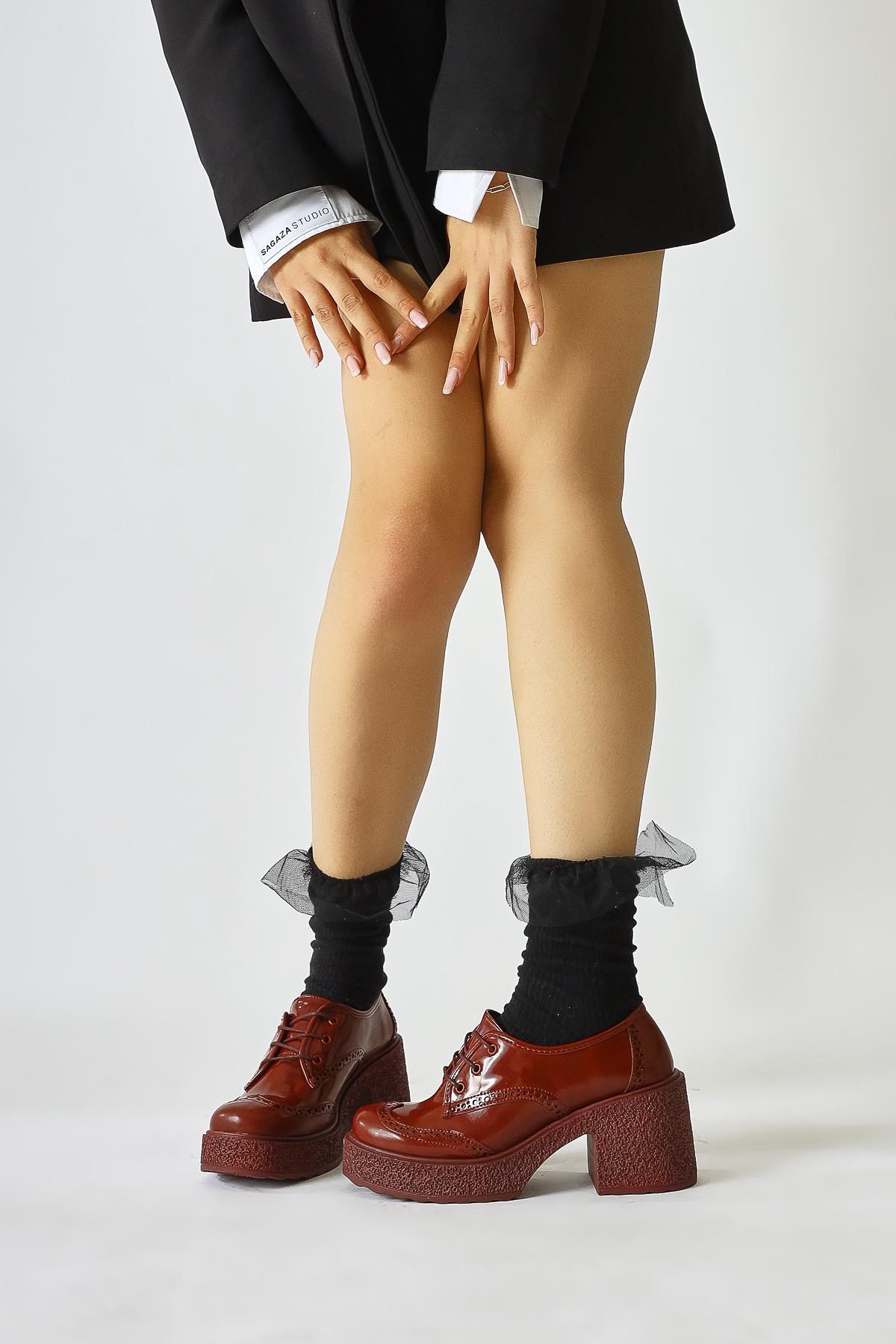 Lenie Burgundy Patent Leather Laser Cut Detail Casual Shoe