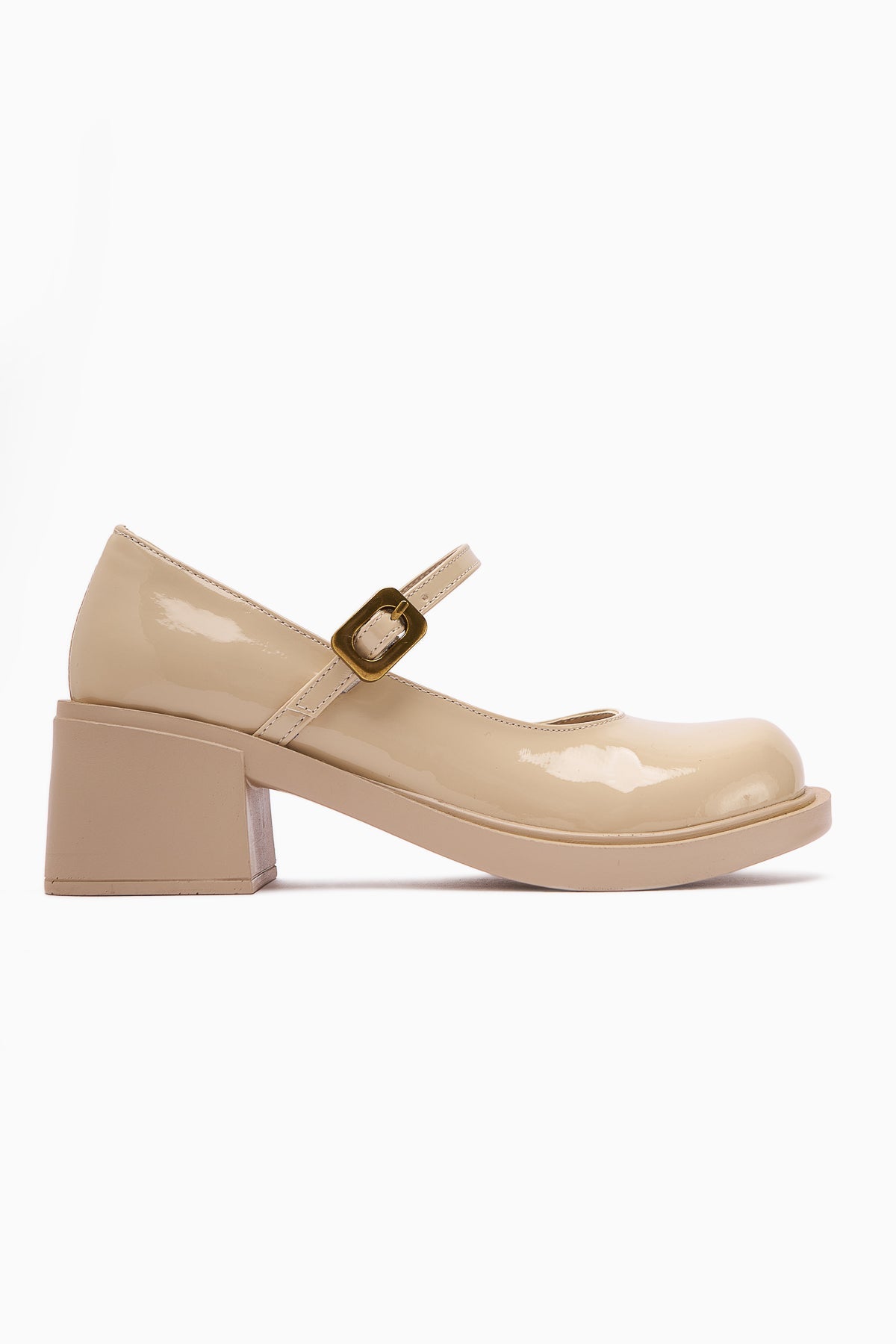 Mirka - Beige Patent Strap-Detail Loafer (Women)