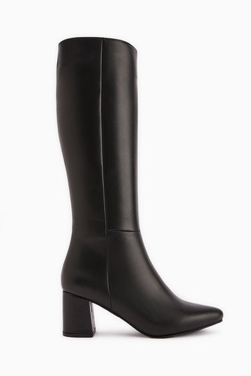 Velma Genuine Leather – Black Heeled Knee-High Boot (Women)