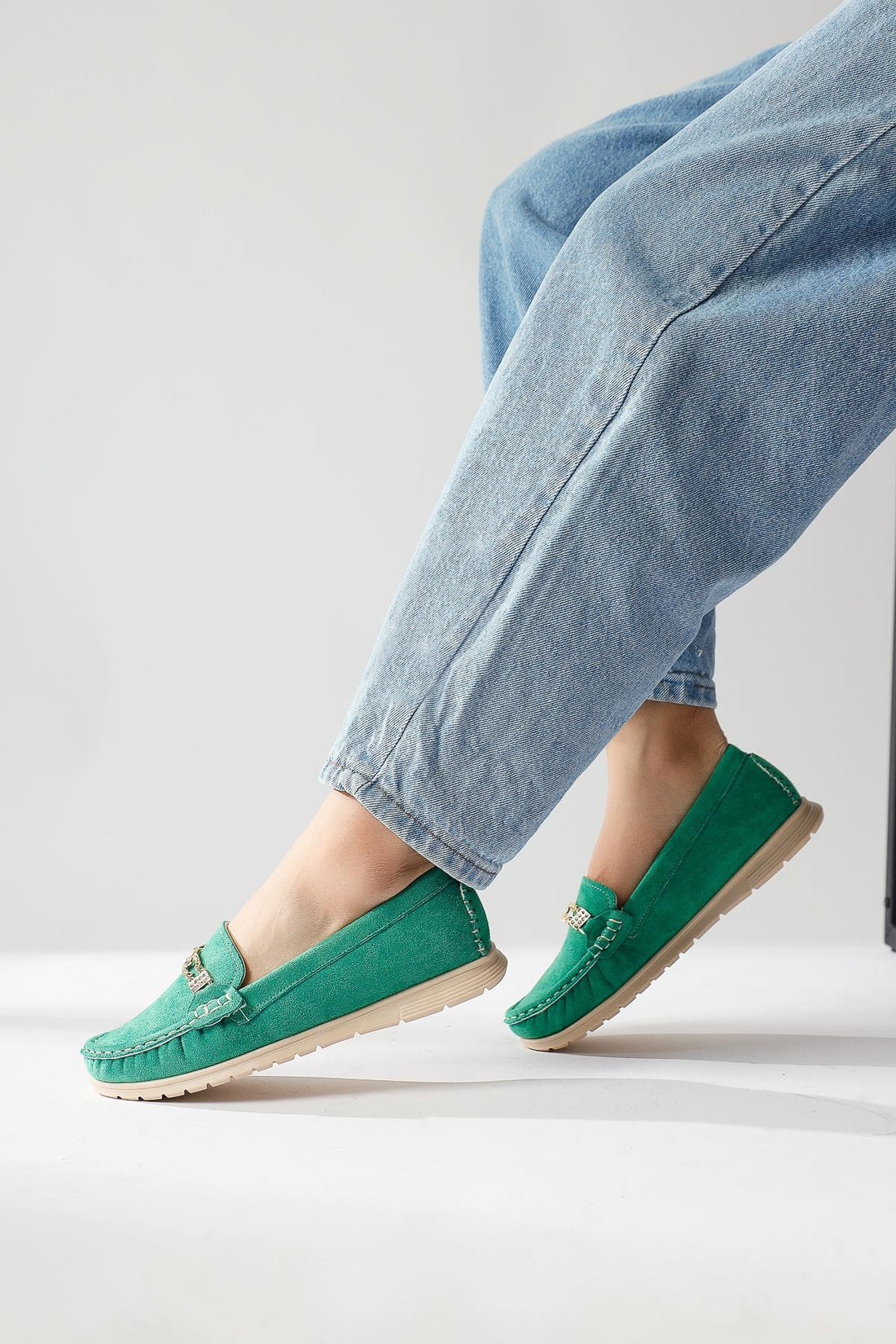 Turi Green Suede Buckle Detailed Women’s Shoes