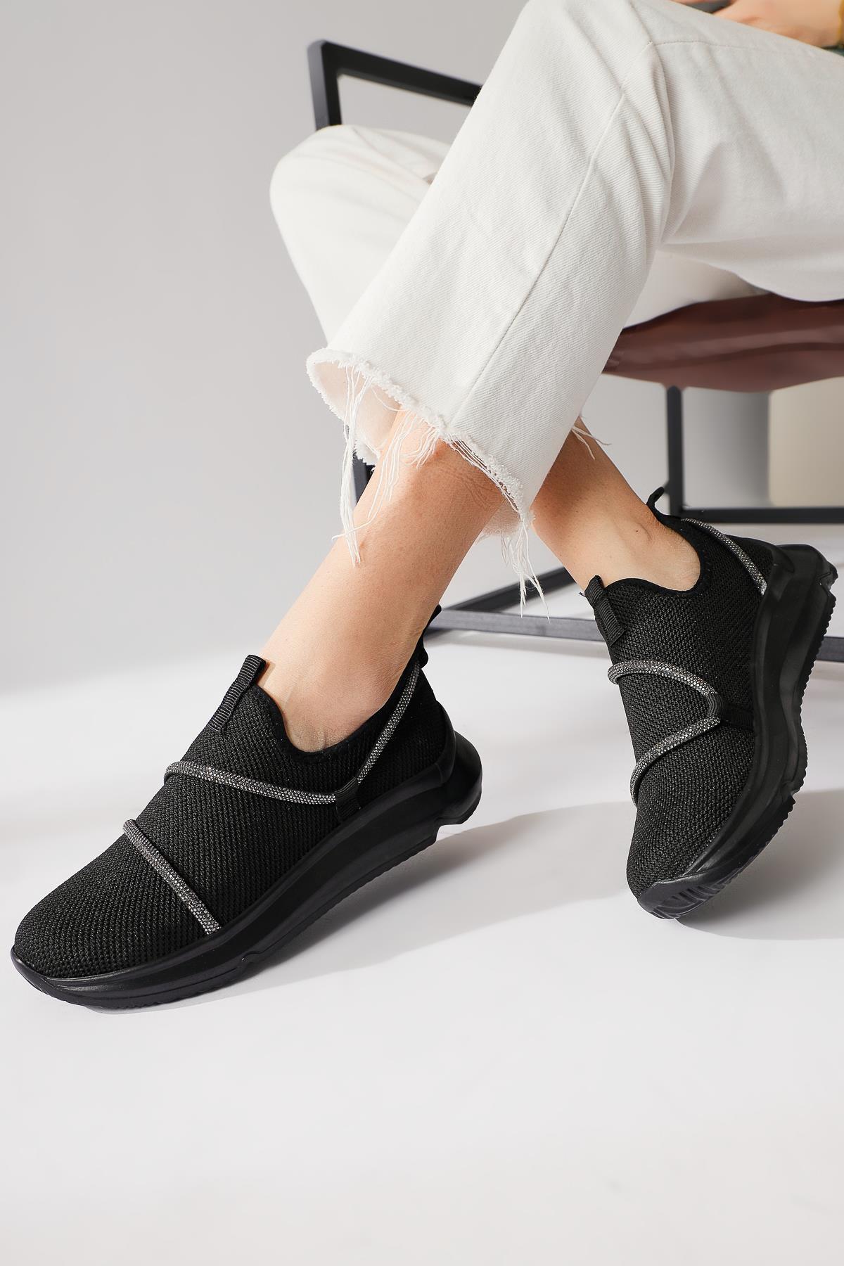 Lorrie Black Stone-Detailed Sneakers