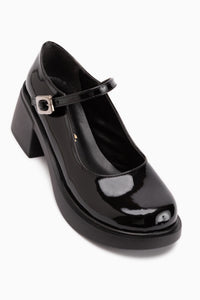 Mirka Black Patent Strap Women’s Loafer Shoes
