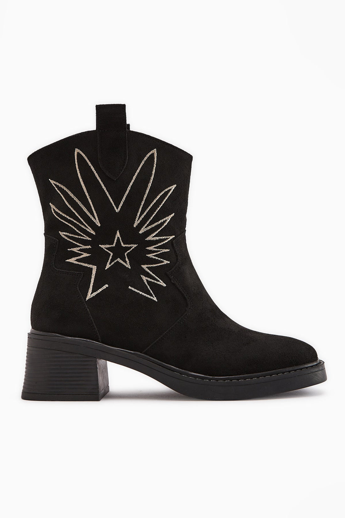 Anica Black Suede Embroidered Women's Boot