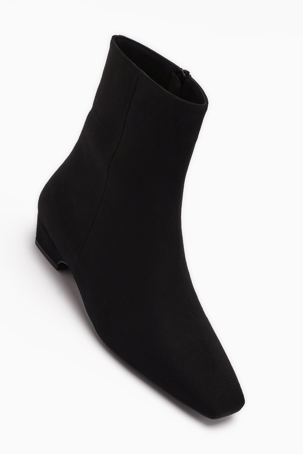 Grace Black Suede Low-Heeled Square-Toe Women's Boot