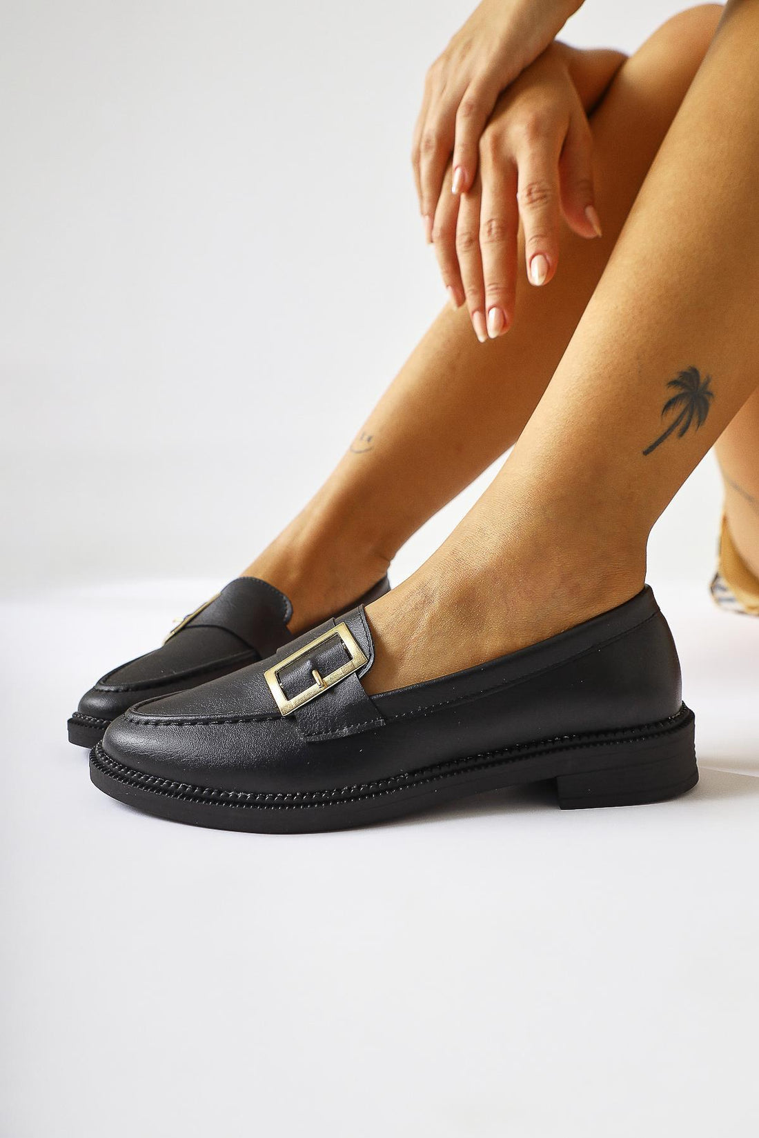 Arnesa Black Buckle Detail Everyday Shoes