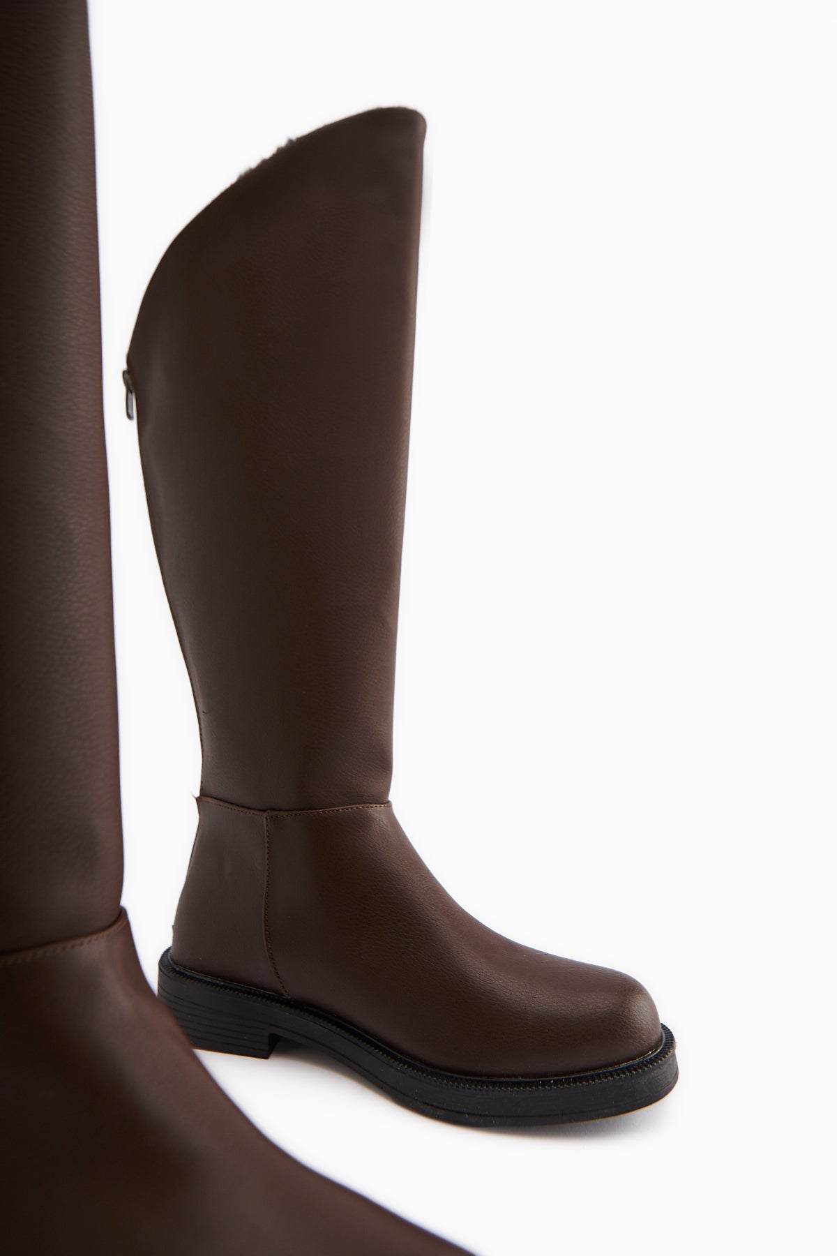 Gigi Brown Fur-Lined Foldable Zippered Boots