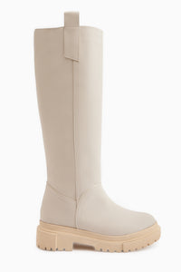Dayna Beige Thick Sole Ankle Boots