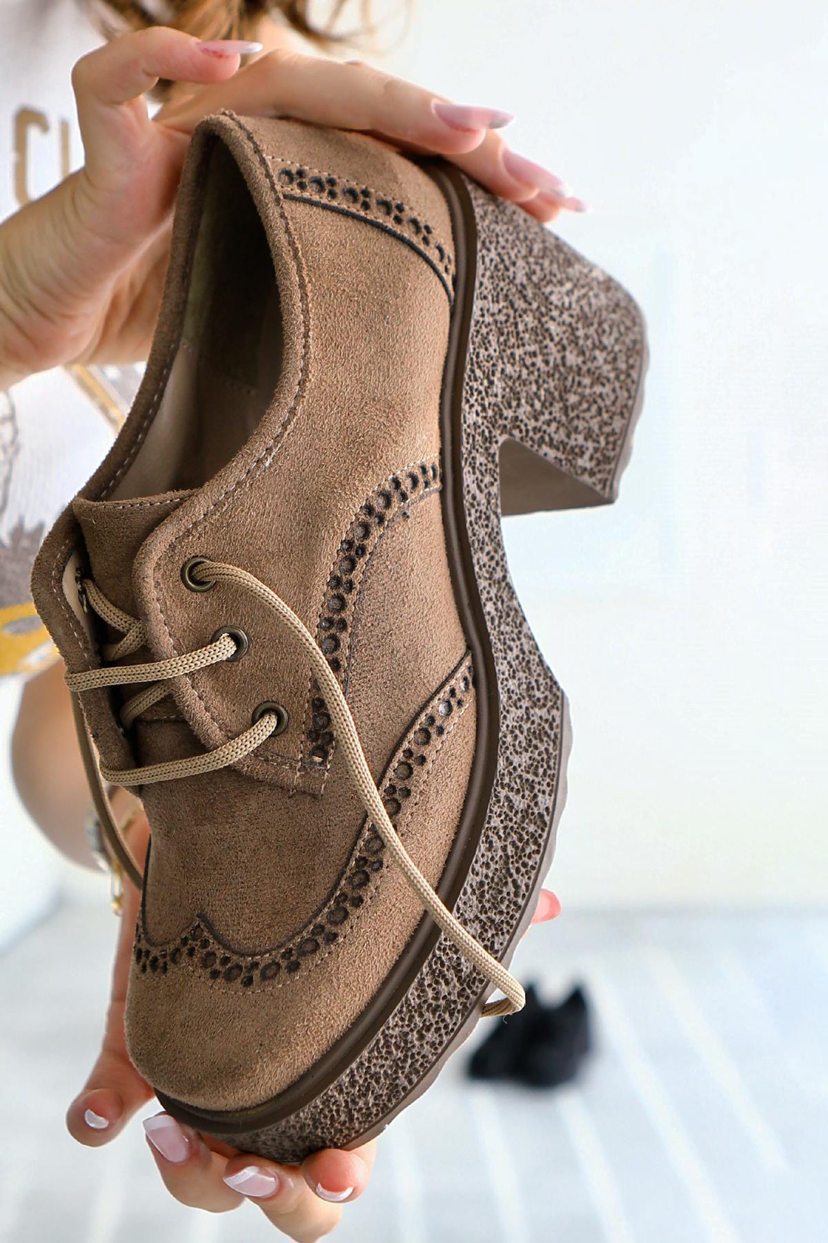 Lenie Mink Suede with Laser Cut Detail Casual Shoe