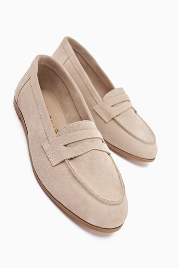 Solina – Genuine Leather Beige Suede Casual Loafer (Women)