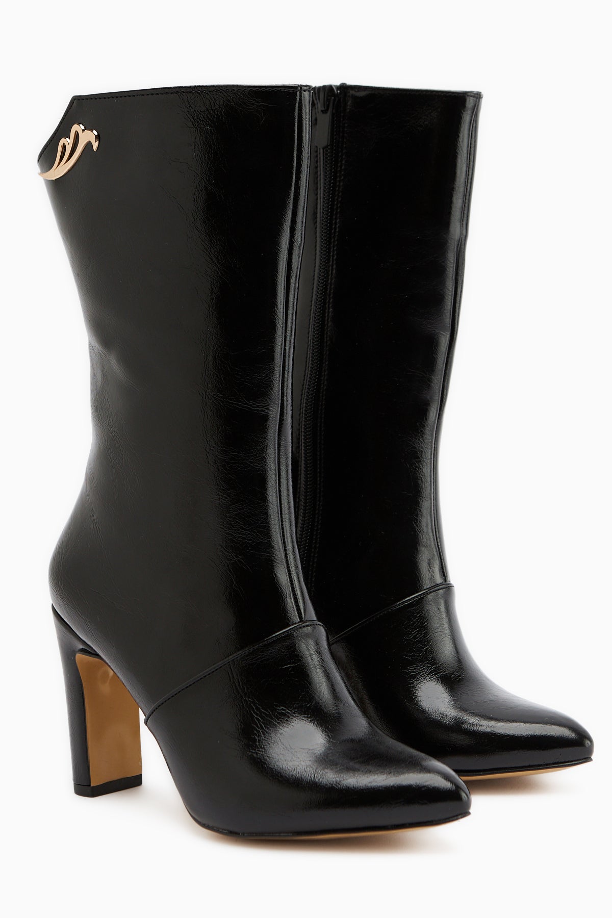 Aria – Black Heeled Knee-High Boot (Women)