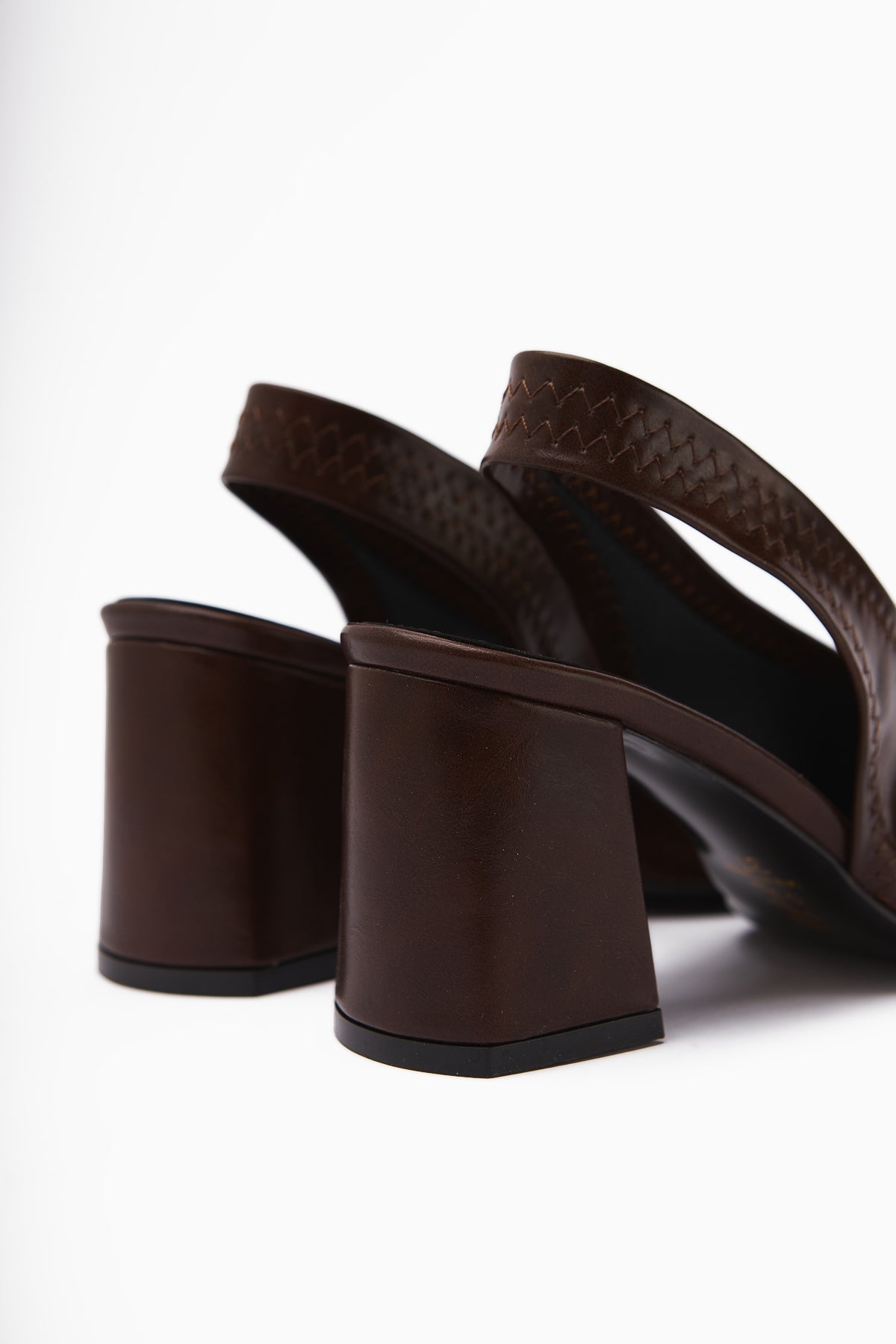 Essie Brown Pointed Toe Elastic Stitch Detail Women's High Heel Shoes