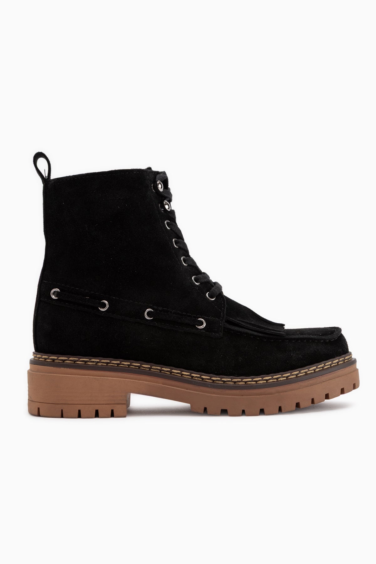 Minna Genuine Leather Black Suede Lace-Up Women’s Boots